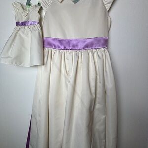 American Girl Like Your Doll Matching Dress Set Girl Size 10 + Doll Dress Ivory